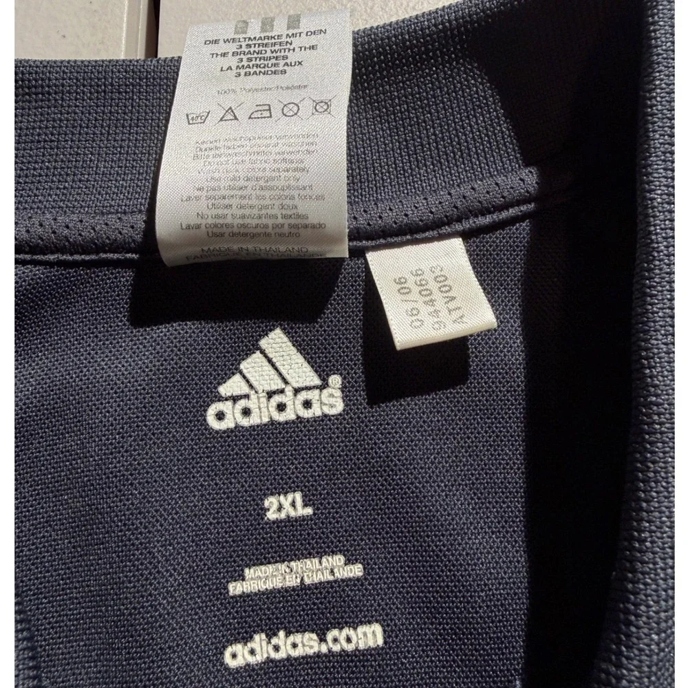 Vintage Adidas Mens 2XL Gray Orange 3-Stripe Polo Shirt Athletic Golf Tennis